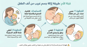 قبلة الأم لاخراج شيء من انف الطفل
