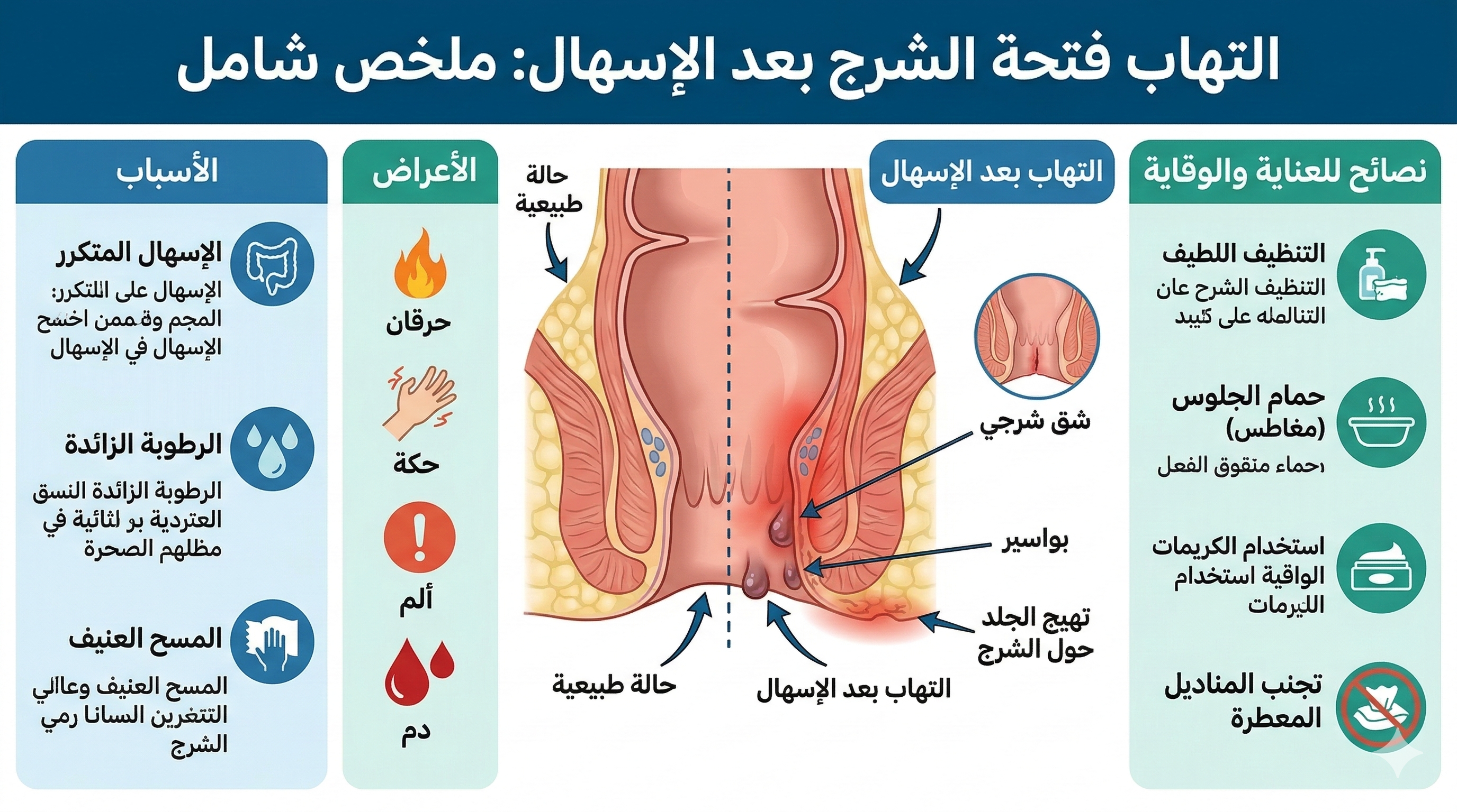 ألم فتحة الدبر الشرج بعد الإسهال 1