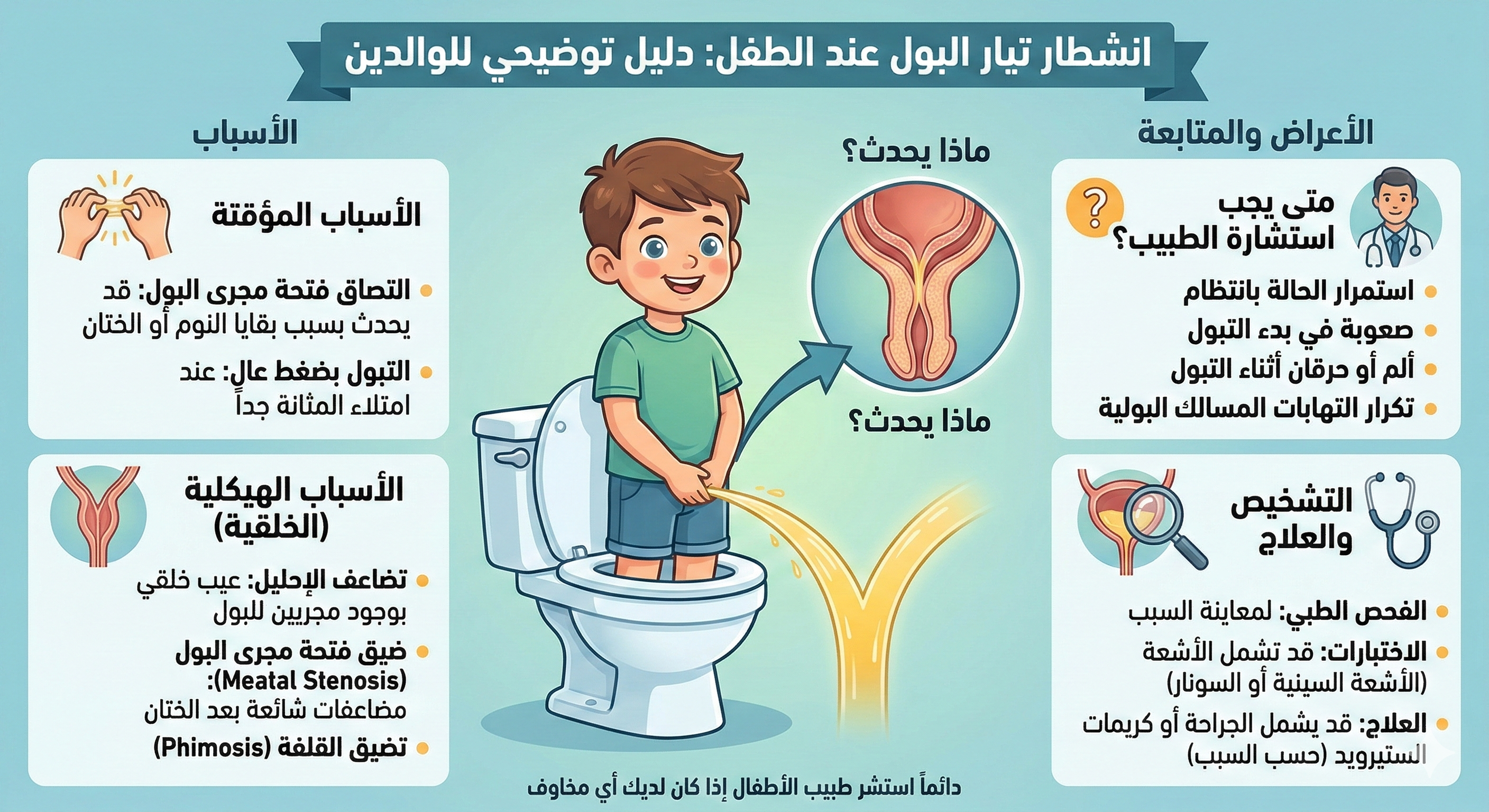 خروج البول خطين عند الأطفال 1