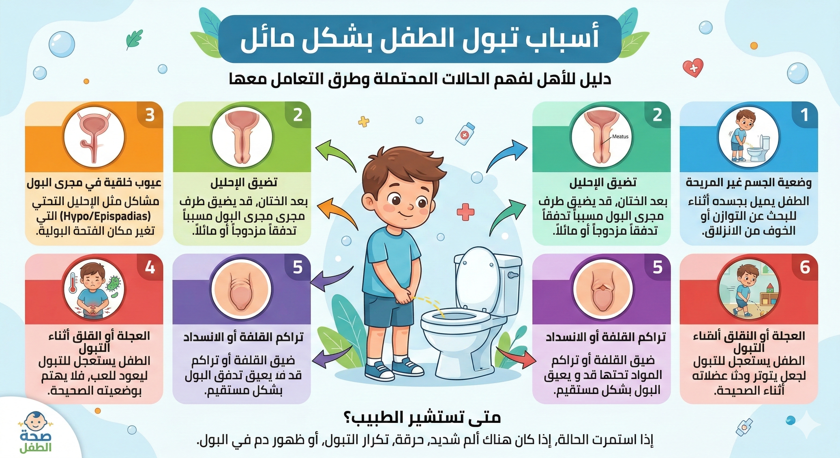 ما سبب تبول الطفل بشكل مائل؟ 1